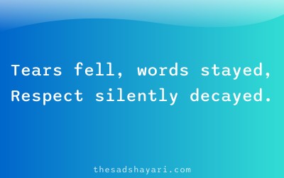 Sad Hindi shayari about fading respect