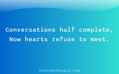 Sad Hindi shayari about incomplete conversations