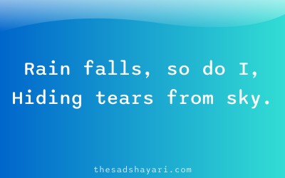 Short 2 line sad shayari about crying in rain