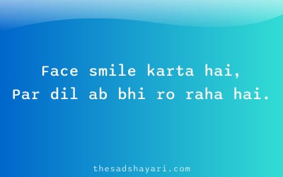 Hinglish shayari about crying heart behind smile