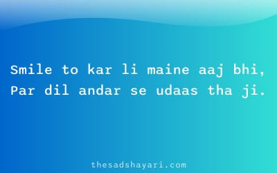 Hinglish sad shayari about hidden sadness behind smile