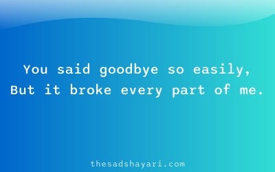 Sad Hindi shayari about painful goodbye from ex
