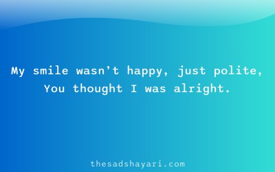 Sad Hindi shayari about hidden pain behind smile