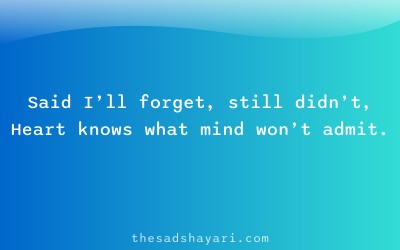 Emotional Hindi shayari 2025 about failing to move on